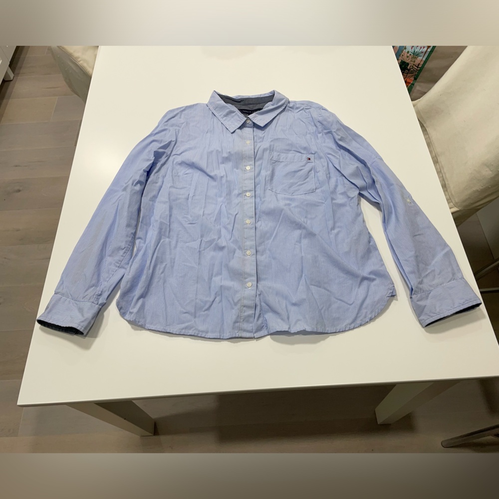 Tommy Hilfiger Blue Shirt with White Stripes  ~ size XL. BNWOT